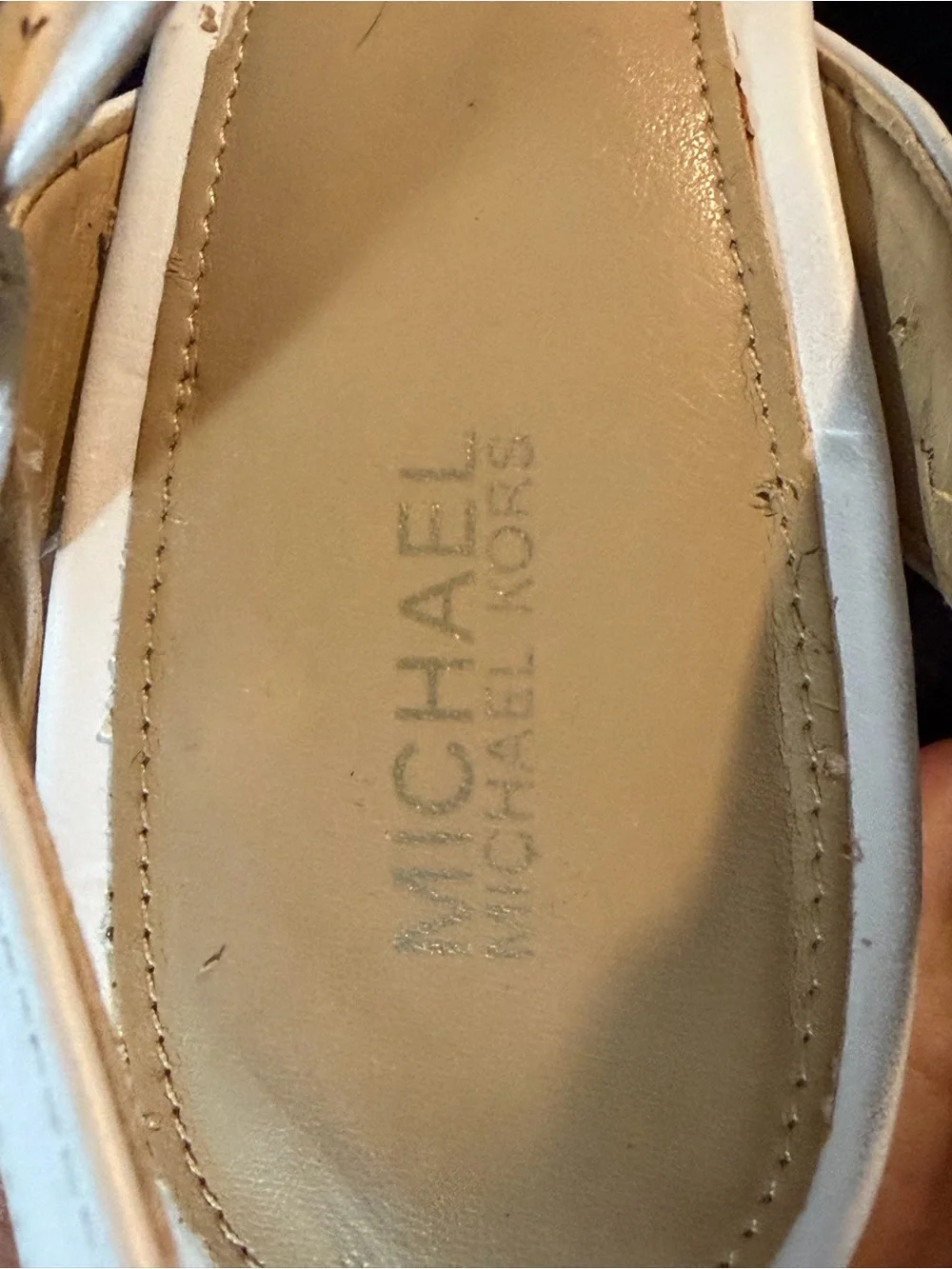 Michael Kors White Leather Cross-Strap Platform Sandals-size 10-Good Cond.